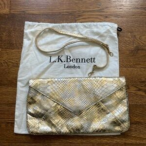 LK Bennett gold/silver metallic clutch with removable shoulder strap